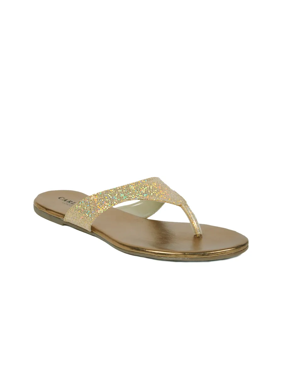 Carlton London Women Glitterati Gold Slippers, photo 1