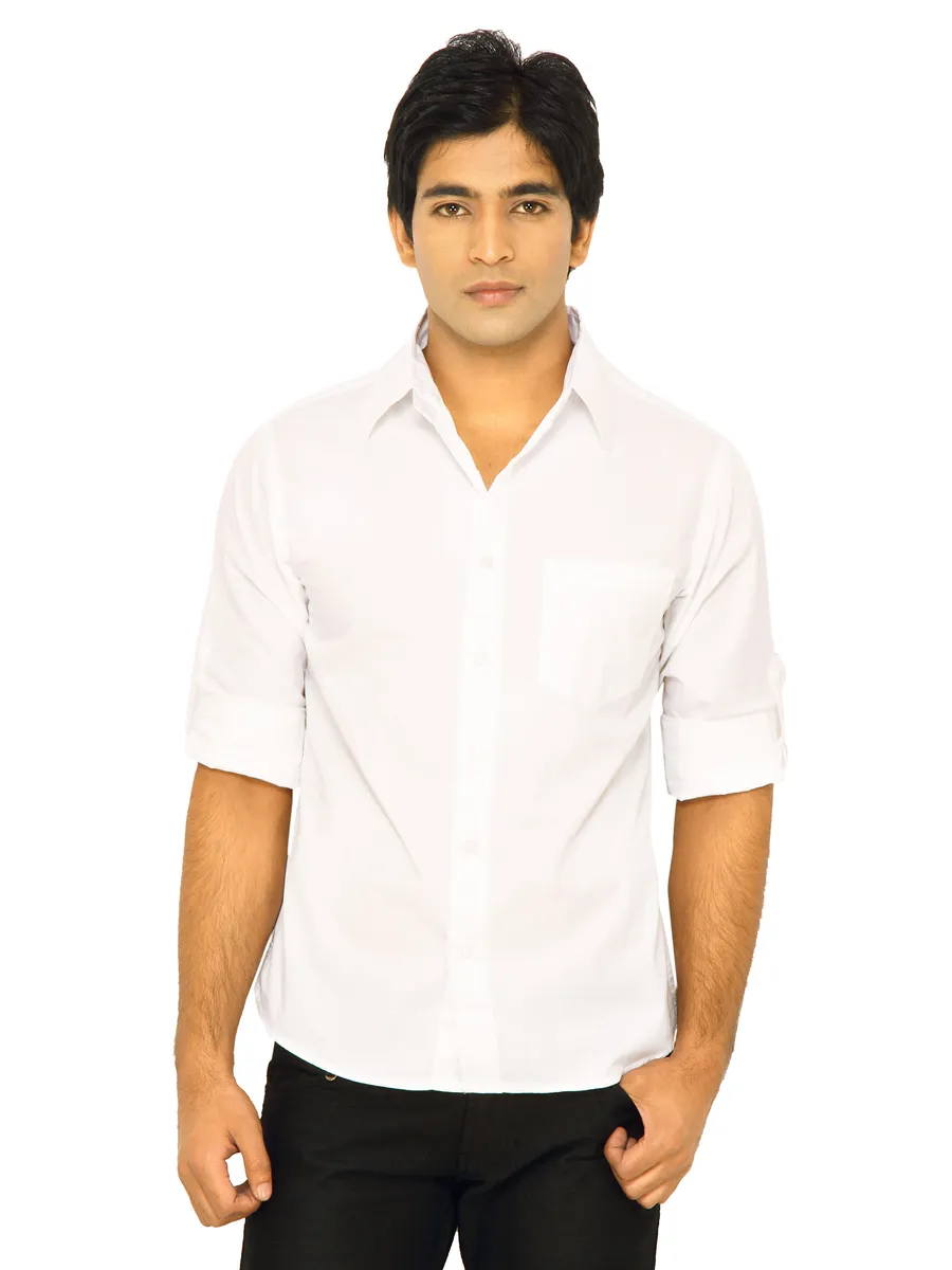 Wrangler Men Rider Solid White Shirts, photo 1