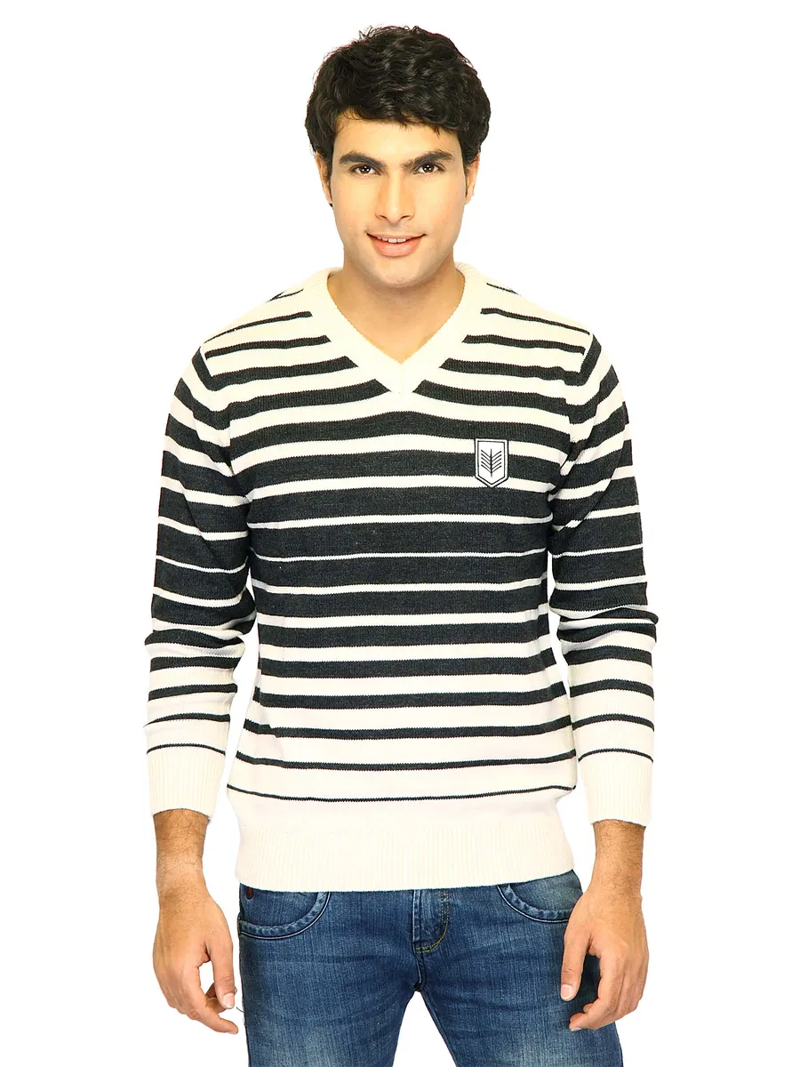 Scullers Men Stripes White Sweaters, photo 1