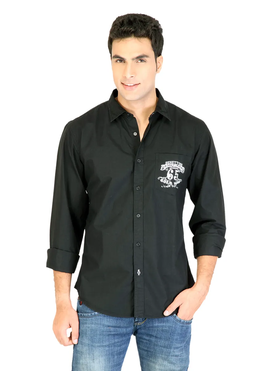 United Colors of Benetton Men Black Shirts, photo 1